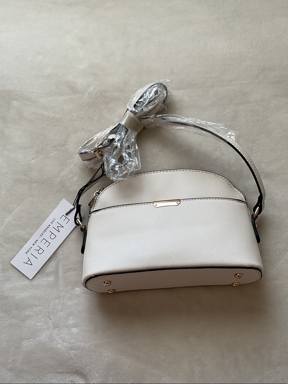 Emporia Cream Crossbody Bag with Gold Accents